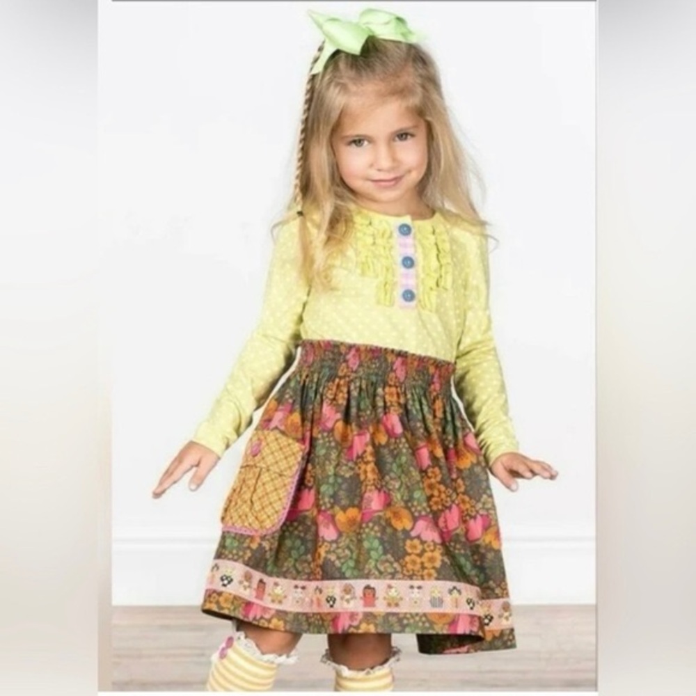 Matilda Jane 8 Make Believe As A Princess Dress green polkadot floral NWOT New